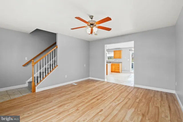 a view of a room with windows