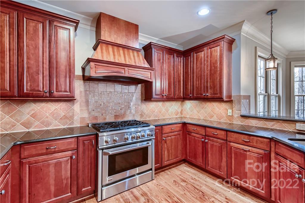 7653 Juniper Lane Denver, NC 28037 - Photo 8 of 28 a kitchen with stainless steel appliances granite countertop wooden cabinets a sink and a stove