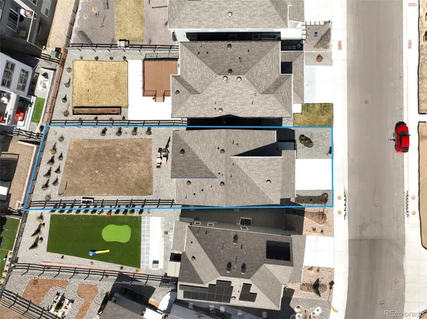 an aerial view of a fireplace with plants