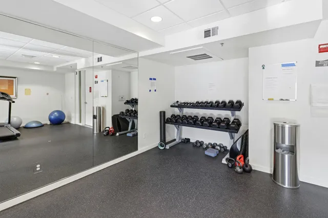 a view of a room with gym equipment