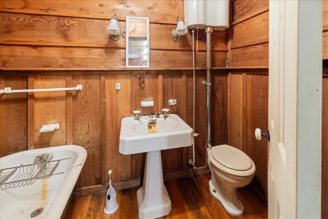 a view of a yard with swimming pool