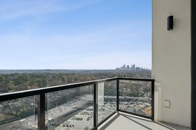 a view of a city from a balcony