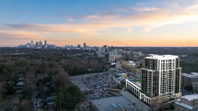 a view of a city with tall buildings