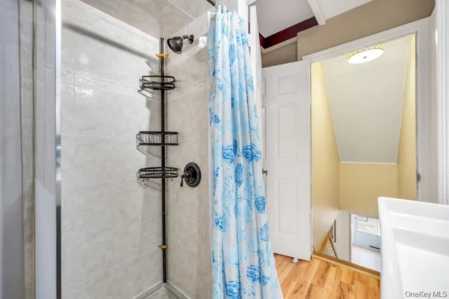 a bathroom with a shower