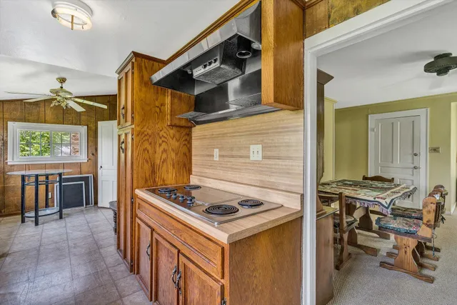 a view of balcony with wooden floor