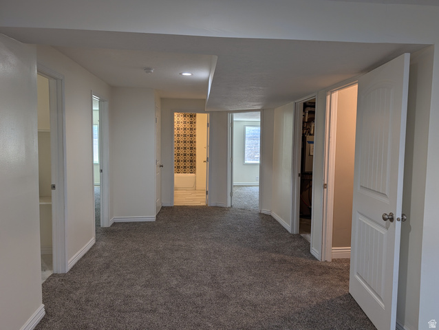 171 South Mustang Road East Grantsville, UT 84029 - Photo 31 of 41 Spacious carpeted area with recessed lighting, white trim, and multiple doorways leading to distinct rooms