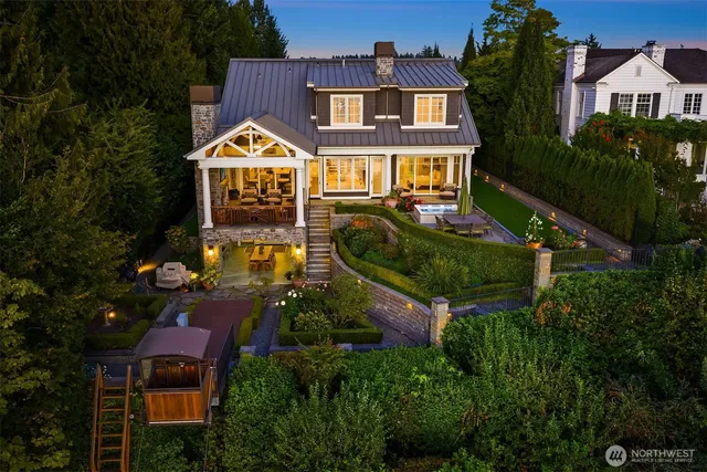 an aerial view of a house
