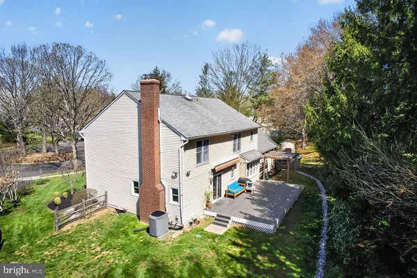 a aerial view of a house yard