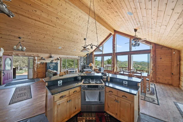 a kitchen with stainless steel appliances granite countertop a sink and wooden cabinets