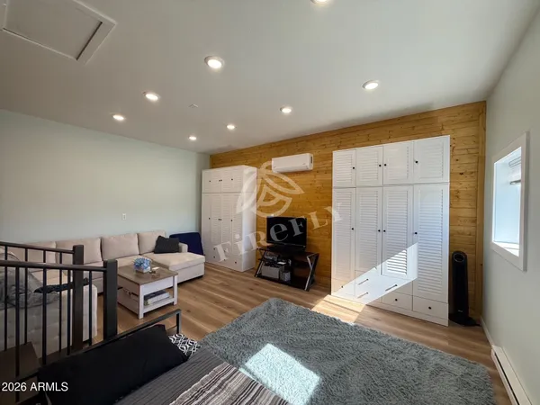 a living room with furniture