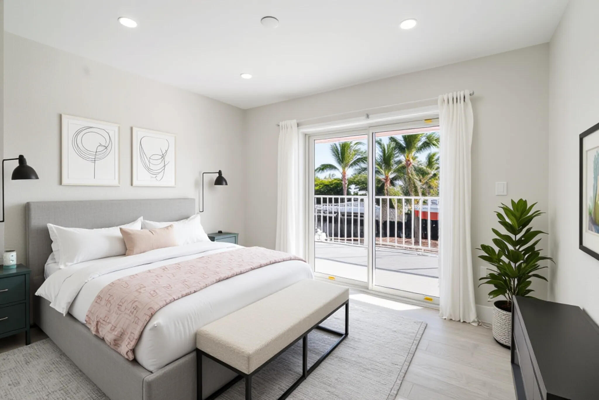 392 Laguna Avenue Key Largo, FL 33037 - Photo 19 of 42 a bedroom with a balcony a bed and a window