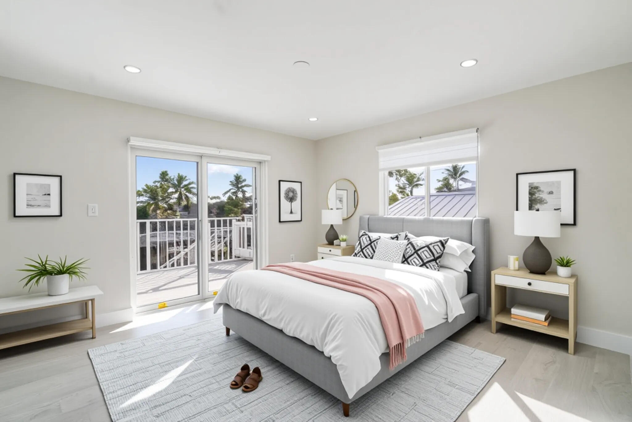392 Laguna Avenue Key Largo, FL 33037 - Photo 27 of 42 a bedroom with a balcony a bed and a couch