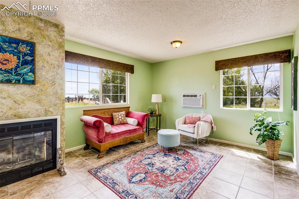 13490 South Lauppe Road Yoder, CO 80864 - Photo 25 of 45 a living room with furniture and a fireplace