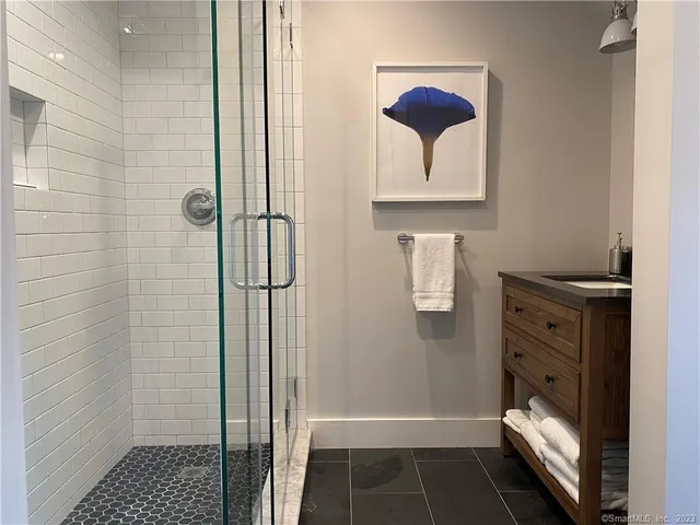 a bathroom with a shower