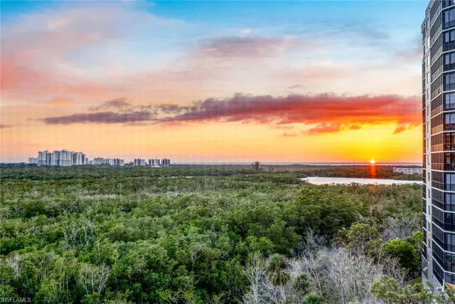 a view of a lake from a yard