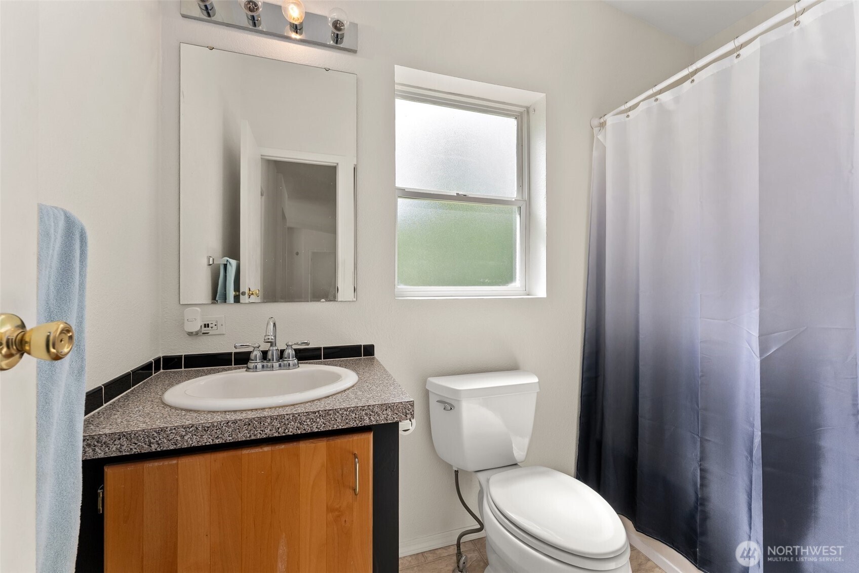 312 McGlaughlin Road Winlock, WA 98596 - Photo 20 of 40 a bathroom with a granite countertop sink and a mirror with toilet