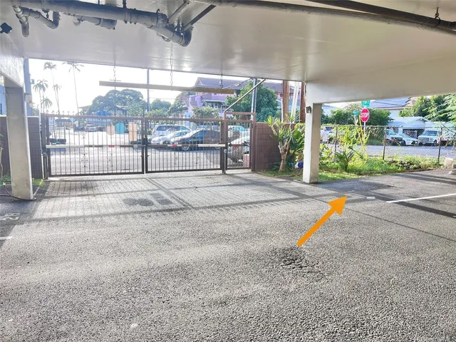 a view of a garage with a street view