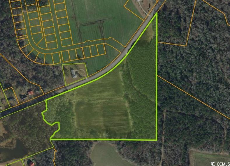 45 Loris Sc 29569 Loris, SC 29569 - Photo 2 of 2 Aerial overview of property's location with property boundaries highlighted