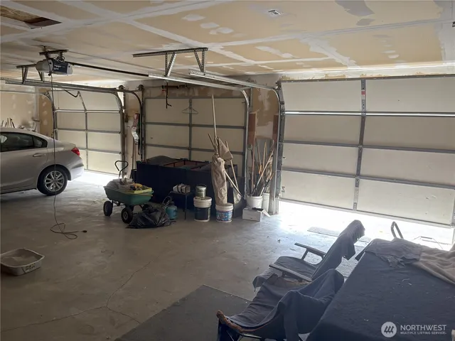 a view of a car in garage