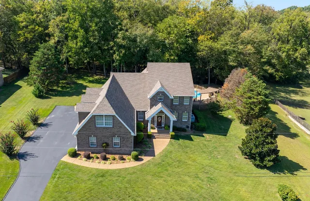 an aerial view of a house