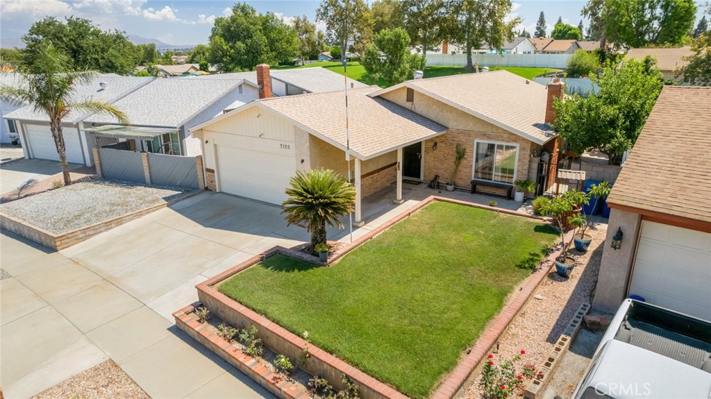an aerial view of a house