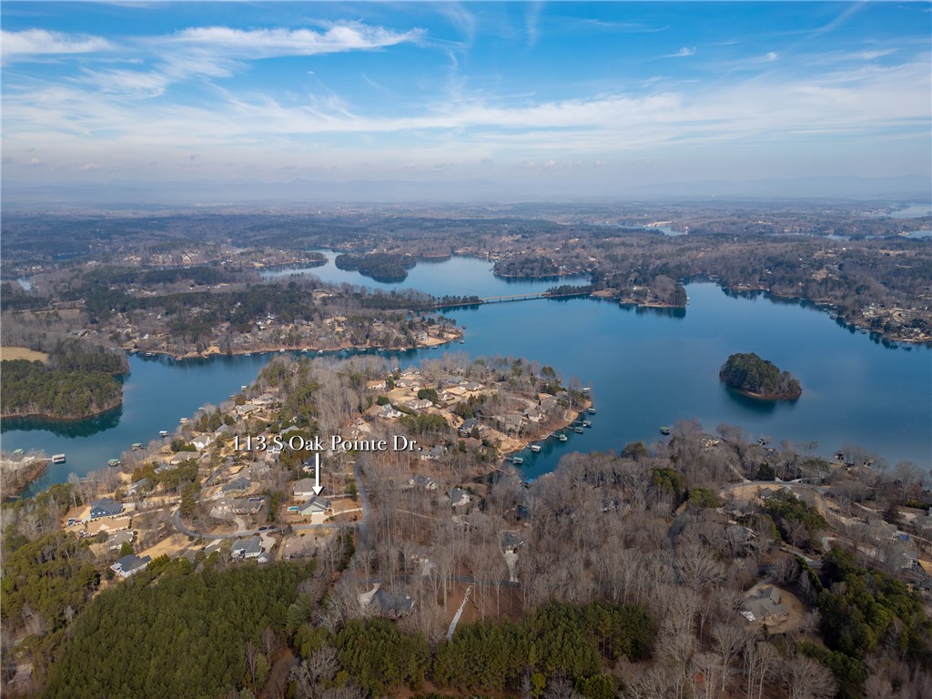 113 South Oak Pointe Drive Seneca, SC 29672 - Photo 41 of 50 This elevated perspective captures a scenic lakefront community with lush surrounding woodlands.