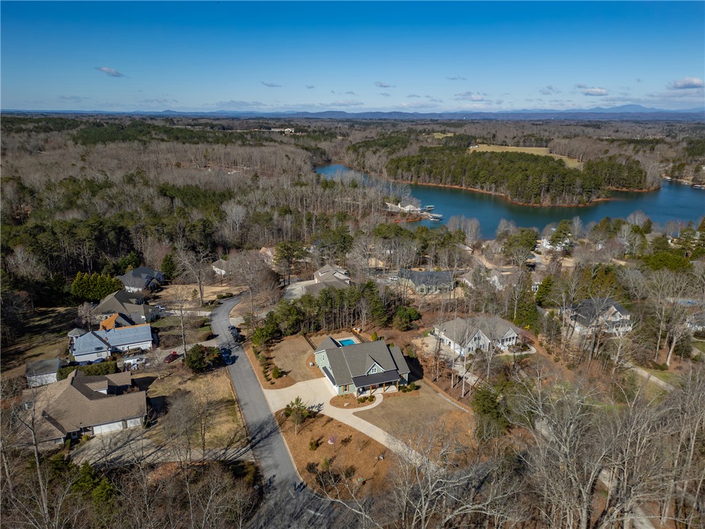 113 South Oak Pointe Drive Seneca, SC 29672 - Photo 48 of 50 This elevated view showcases a serene residential area bordered by a tranquil lake.