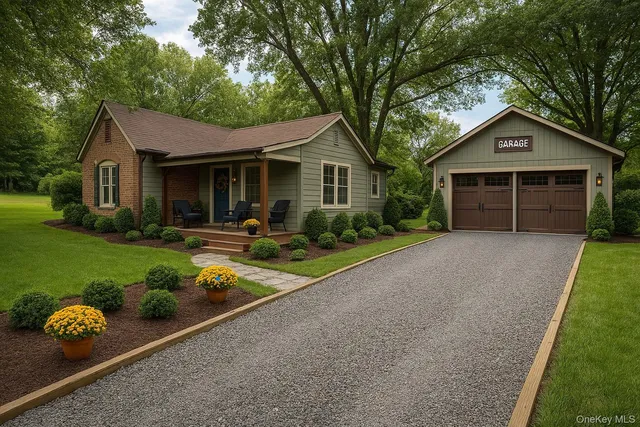 a front view of a house with garden