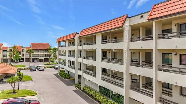 a front view of a building with street view
