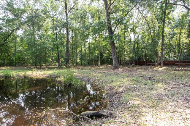 a view of outdoor space with trees all around