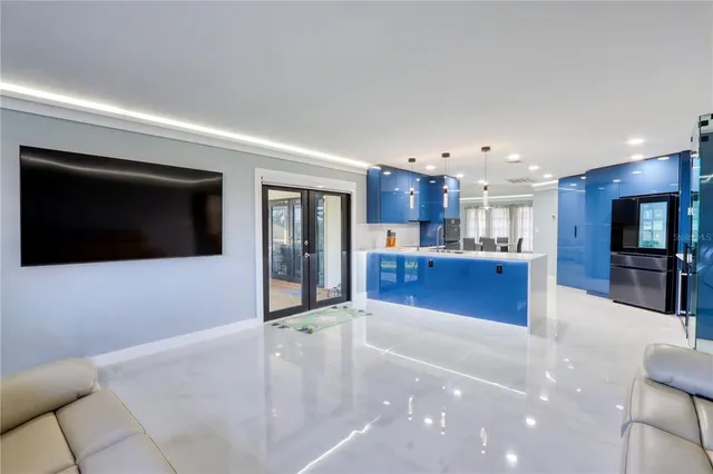 a bathroom with a tub and shower