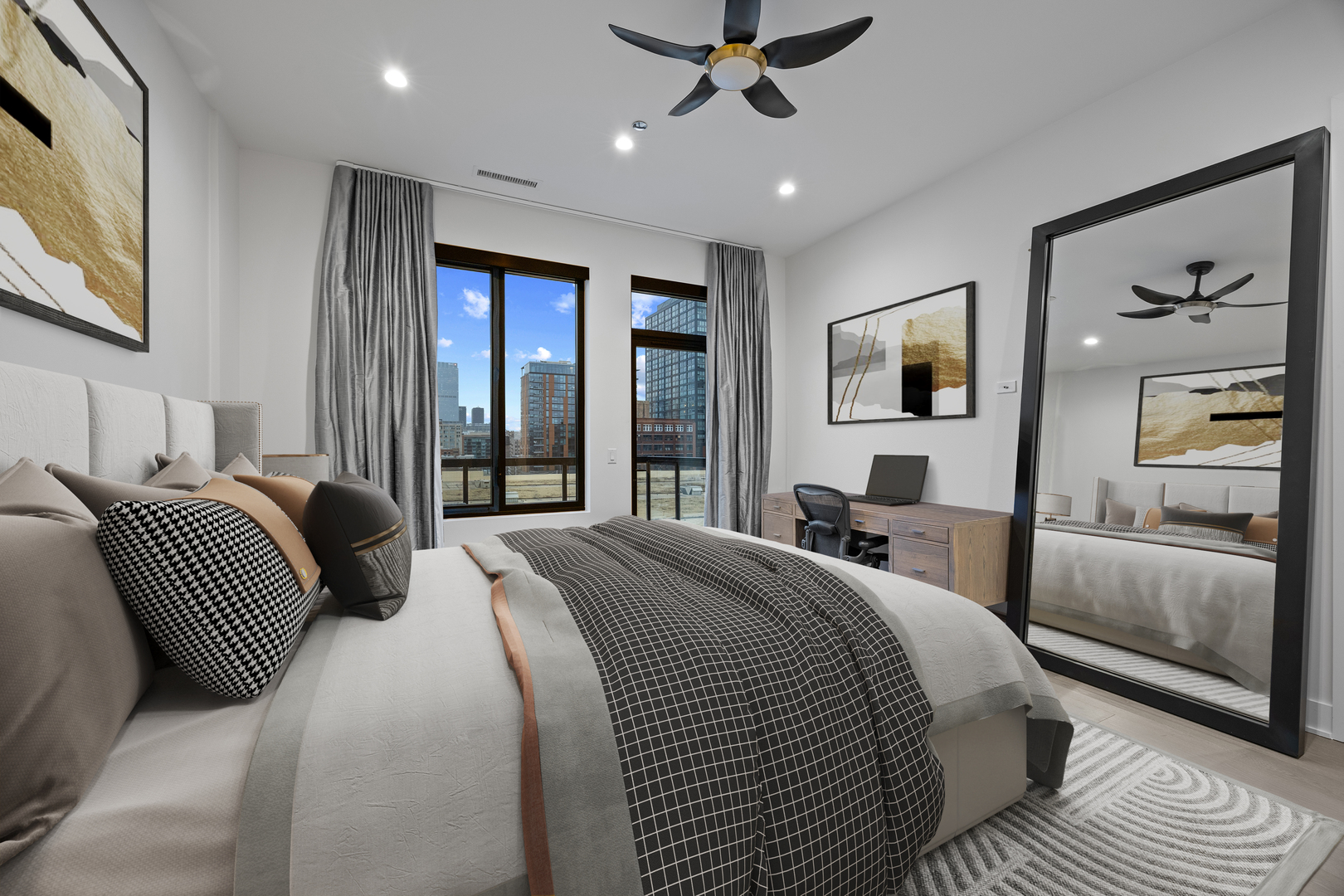 305 South Racine Avenue, Unit PHD Chicago, IL 60607 - Photo 17 of 41 a bedroom with a large bed and a large window