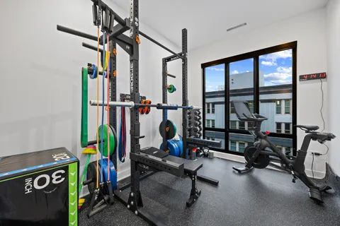 a view of a room with gym equipment