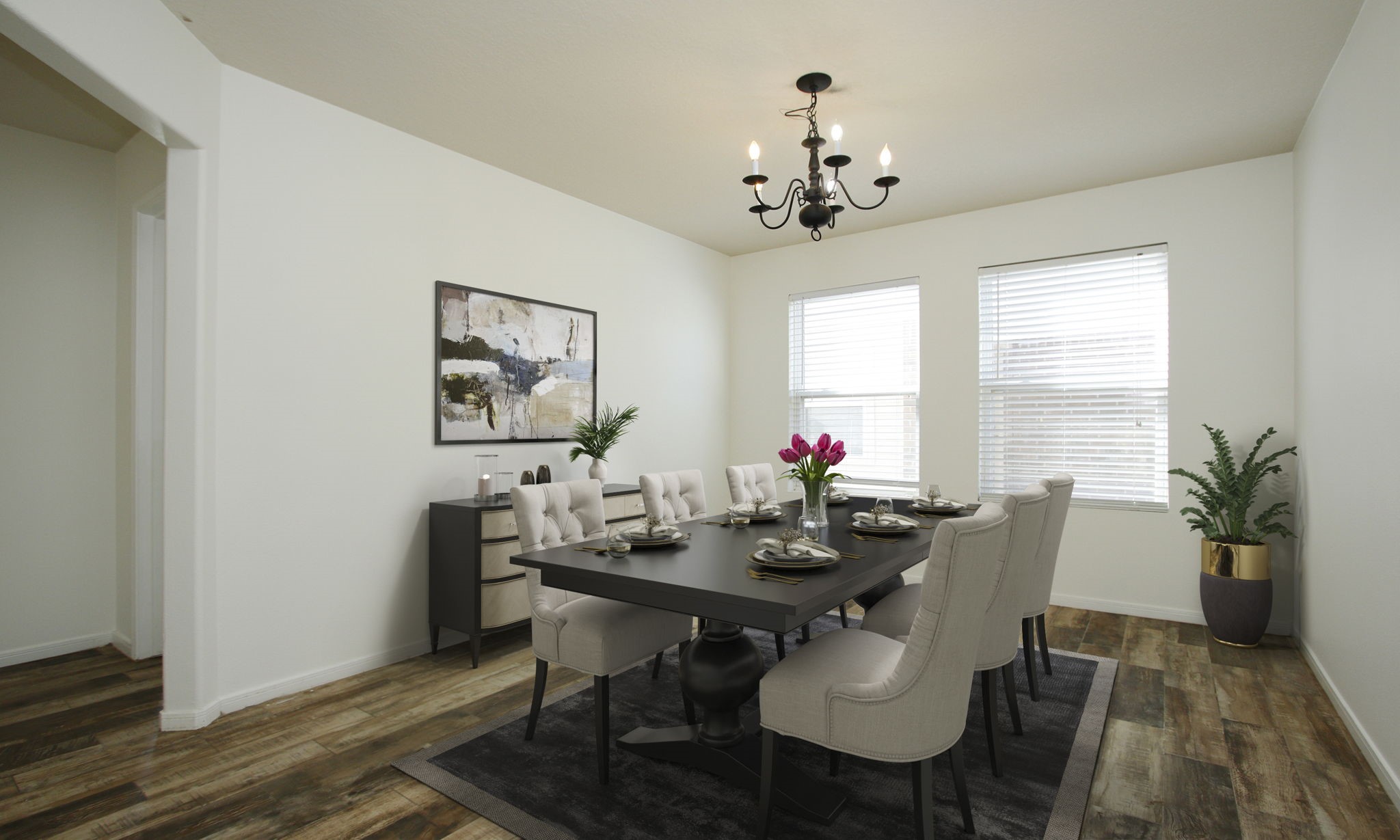 9812 Expedition Trail Conroe, TX 77385 - Photo 18 of 37 a view of a dining room with furniture window and wooden floor