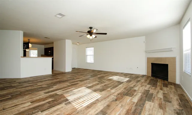 a view of a livingroom with a fireplace