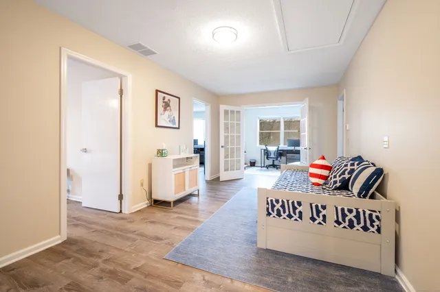 a view of a room with gym equipment