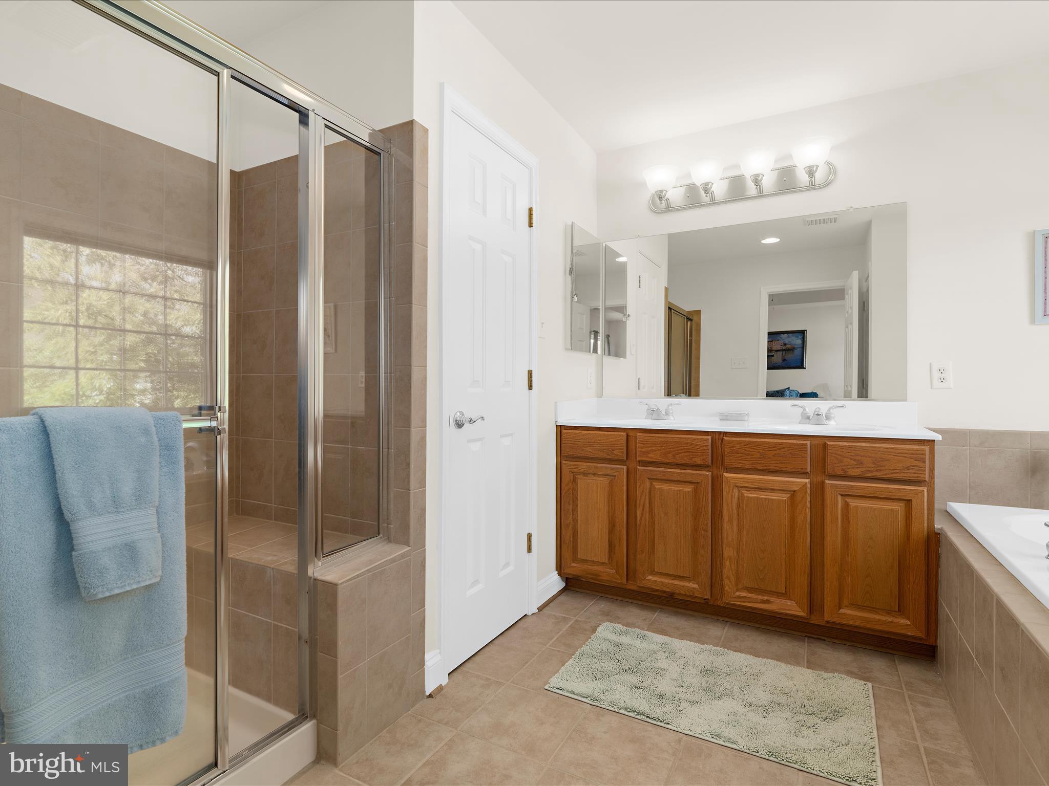 7659 Porcelain Tile Court Odenton, MD 21113 - Photo 21 of 49 a bathroom with a double vanity sink mirror and shower