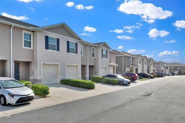 a view of a park with a slide