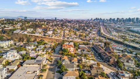 an aerial view of multiple house