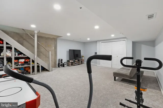 a view of a room with gym equipment
