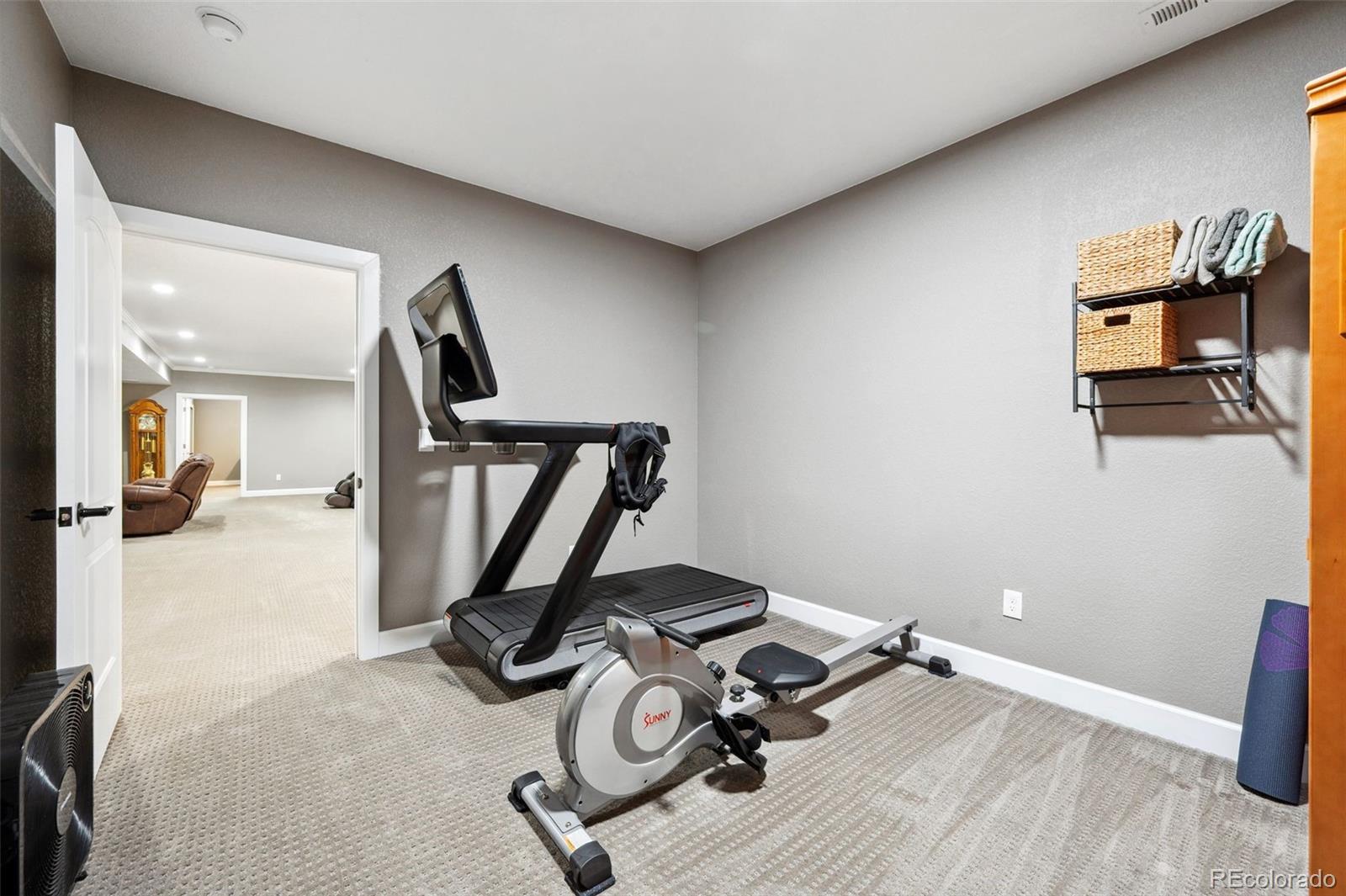 156 Chapel Hill Circle Brighton, CO 80601 - Photo 37 of 48 a view of a room with gym equipment