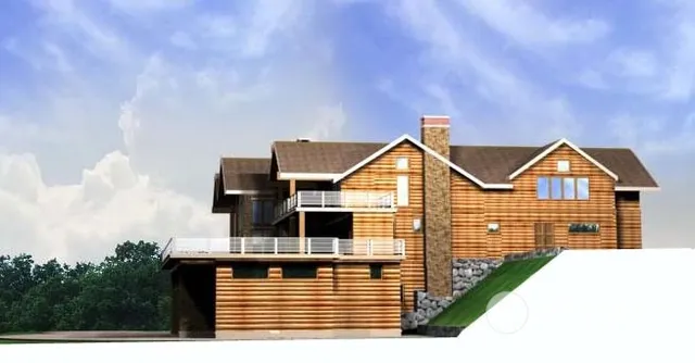 an aerial view of a house with outdoor space and a lake view