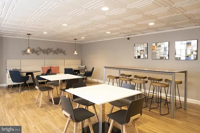 a view of a dining area with furniture