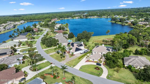 an aerial view of a house