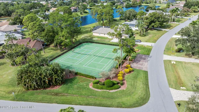 a view of a lake from a yard
