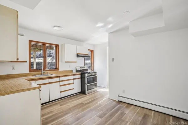 a kitchen with a stove a sink and a refrigerator