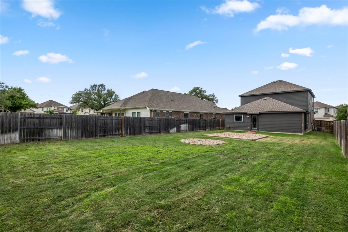 321 Buffalo View Lane Georgetown, TX 78628 - Photo 24 of 29 The property features a spacious backyard with a large, well-maintained lawn area