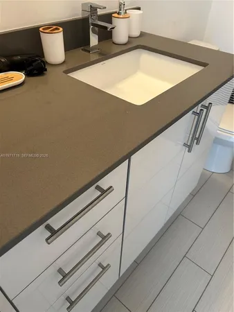 a bathroom with a bathtub