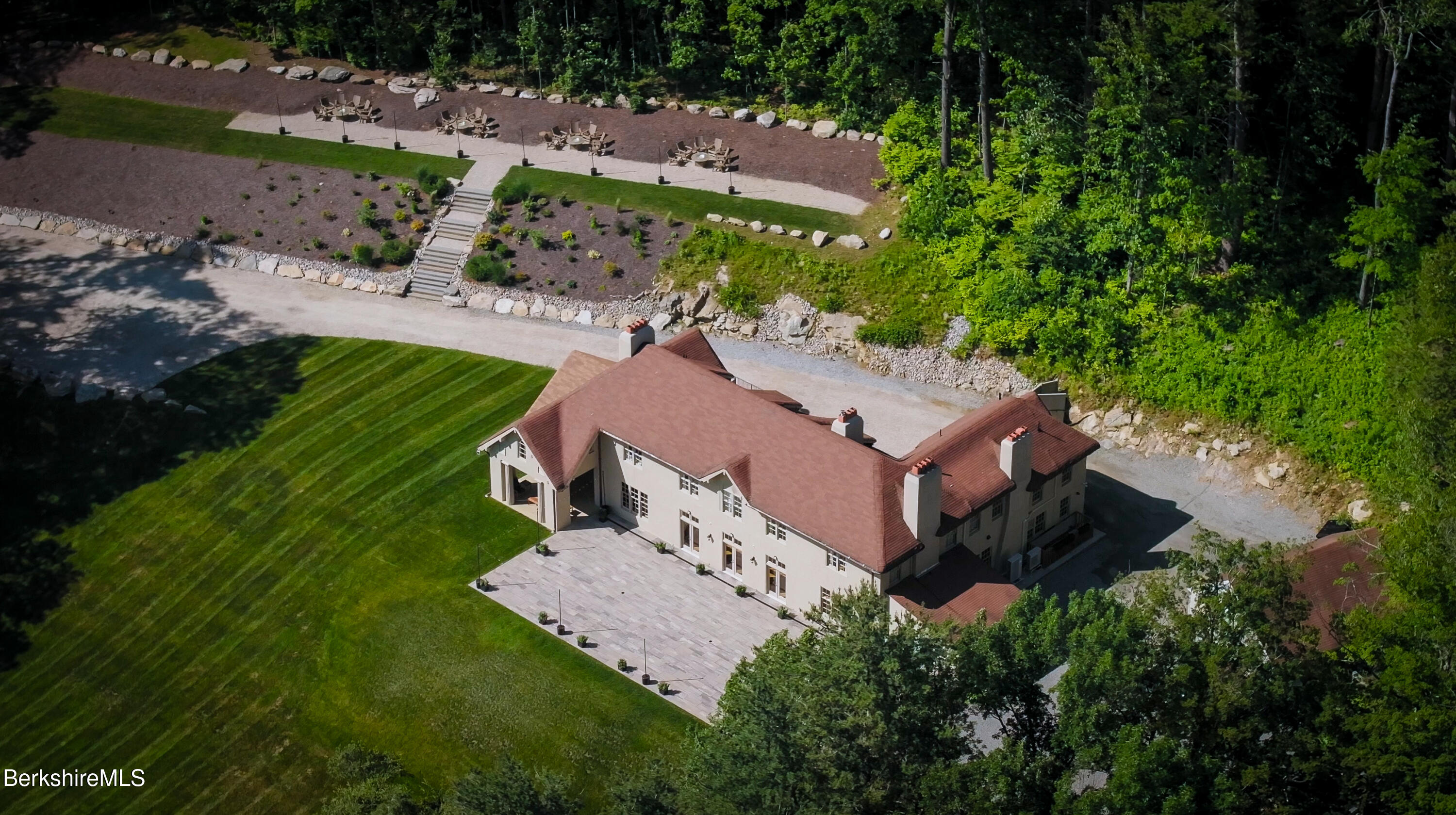 8 Webster Road Tyringham, MA 01264 - Photo 15 of 52 an aerial view of a house with a garden