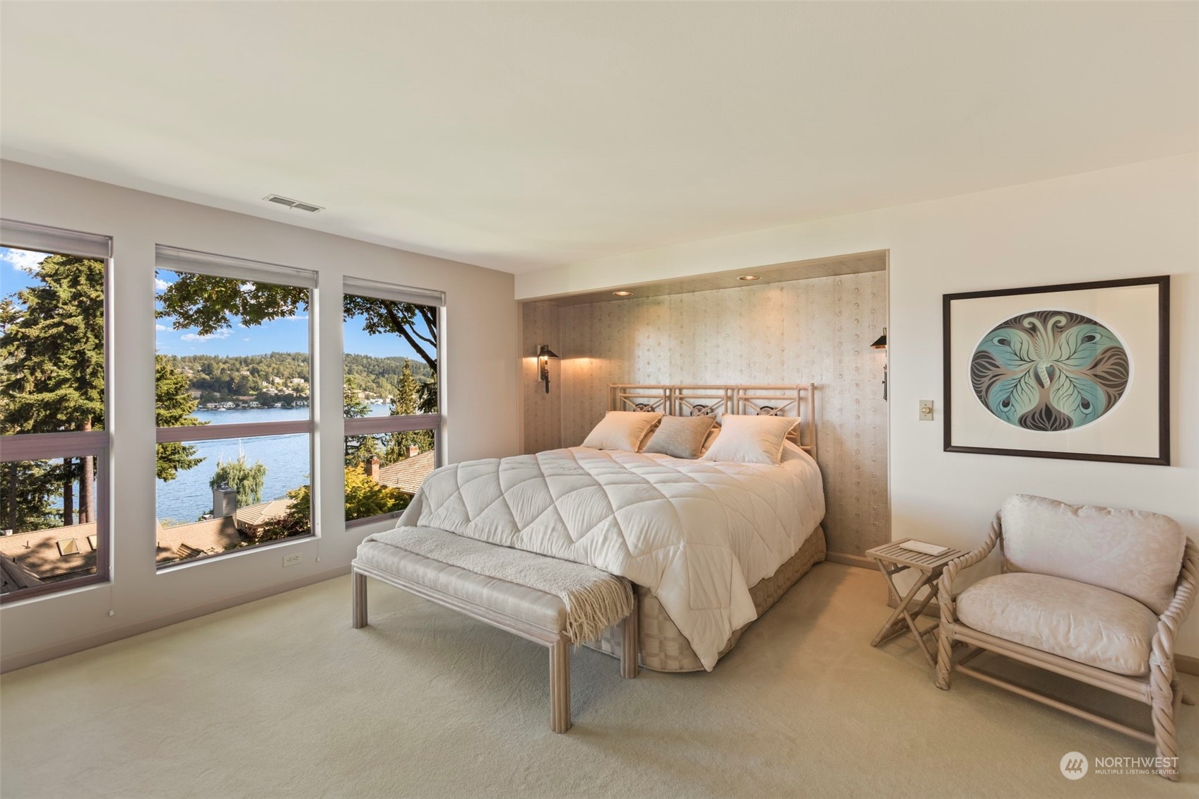 6244 East Mercer Way Mercer Island, WA 98040 - Photo 20 of 40 a bedroom with a bed and a couch